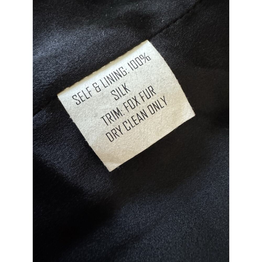 Vintage Adrienne Landau Silk Velvet Vest Fox Fur Collar Embroidered Black USA S - Picture 3 of 11